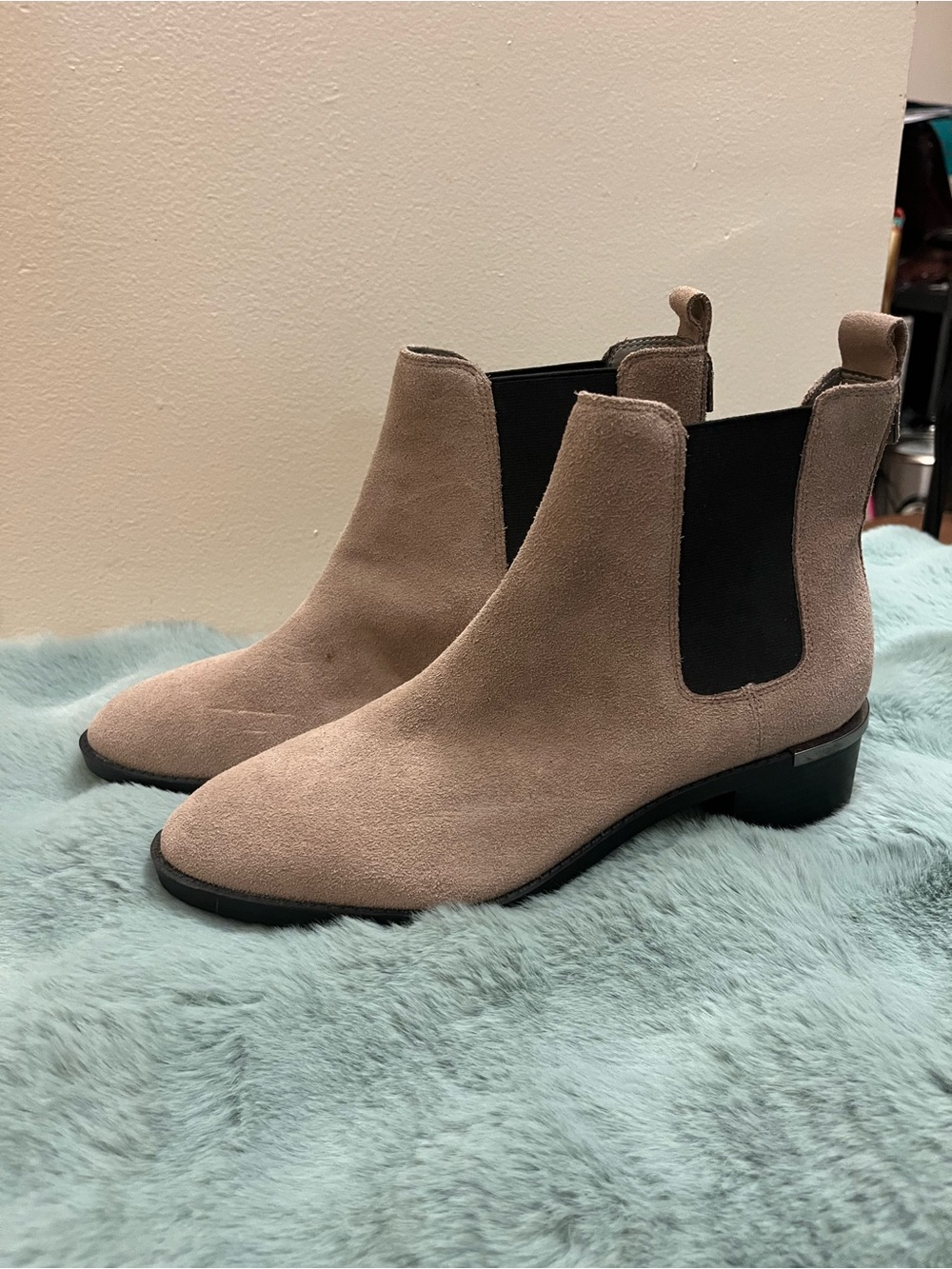 Calvin Klein Taupe Suede Chelsea Ankle Boots